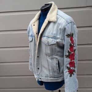 Levi's Jean jacket, red roses embroidered